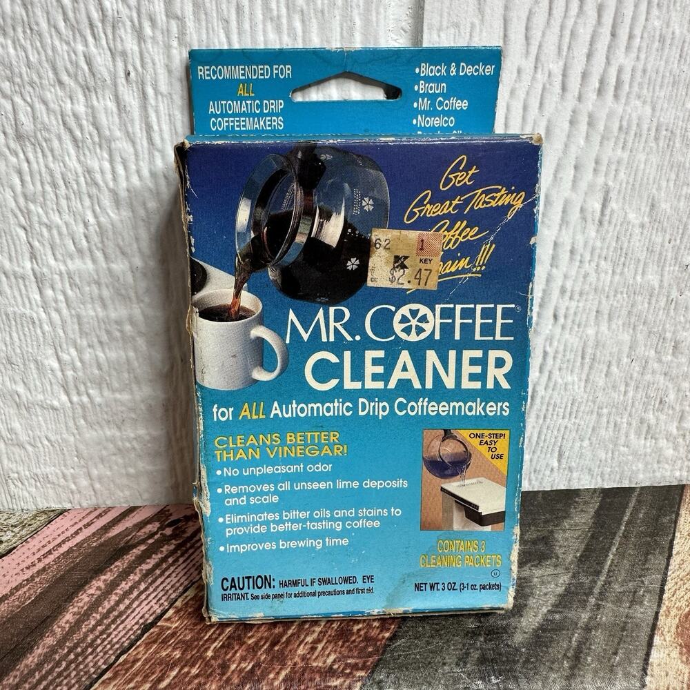 Vintage Mr Coffee Automatic Drip coffee Pot Cleaner, 3-1 oz packets